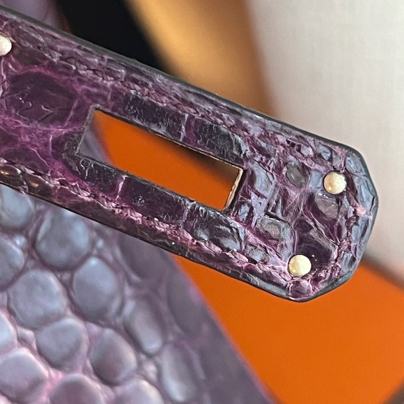 Hermes Birkin 35 Amethyst Crocodile Porosus bag - Picture 10 of 16